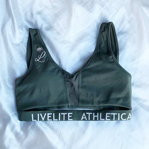 The Best Sports Bra in All of Women's Workout Wear  Livelite's Forest Green  Sports Bra – Livelite Athletica